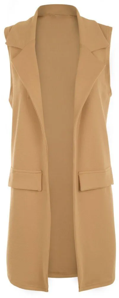 Women's sleeveless blazer detail and construction